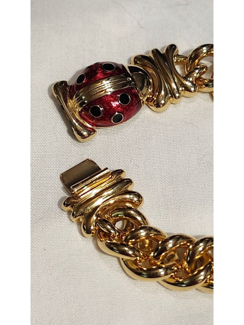 Joan Rivers Ladybug Beetle Gold-Tone Chunky Cable Bracelet - Picture 7 of 9
